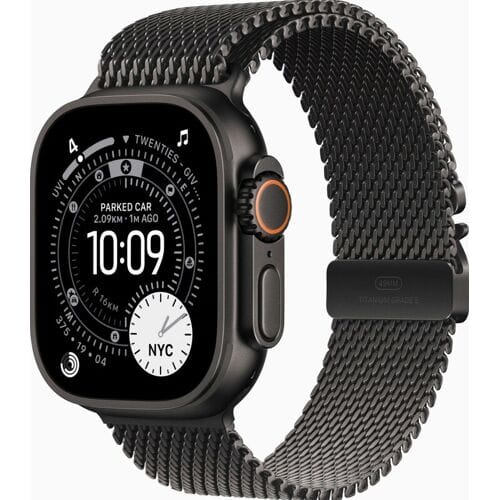 Apple Watch Ultra 3 GPS + Cellular 49mm Black Titanium Case with Black Titanium Milanese Loop - Small