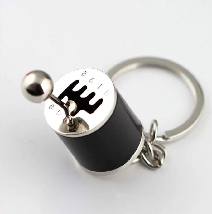 ***RVS Sleutelhanger met Versnellingsbak Schakel, perfect Auto Cadeau in Zilver - van Heble® ***