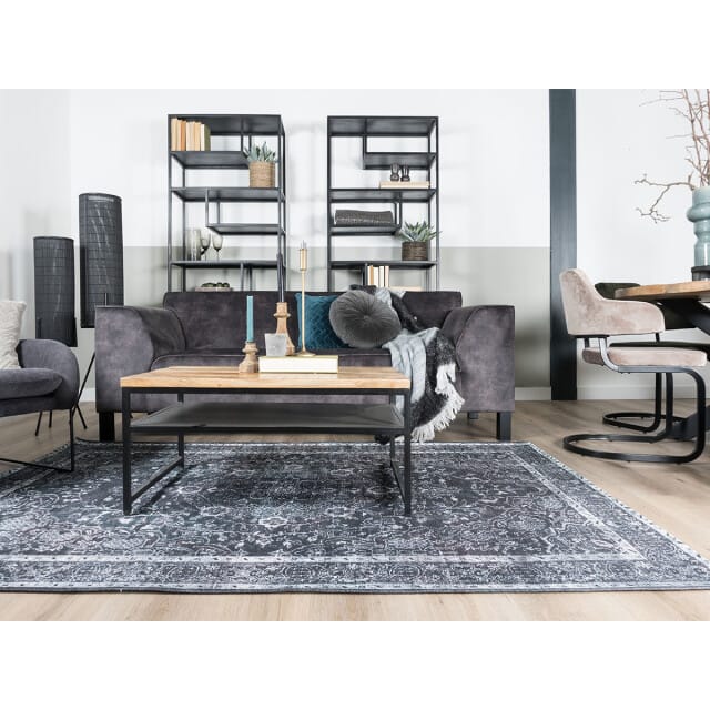 Vloerkleed Mila Antraciet 160 x 230 cm - Laagpolig Synthetisch Vloerkleed – Vintage / Oosters Design