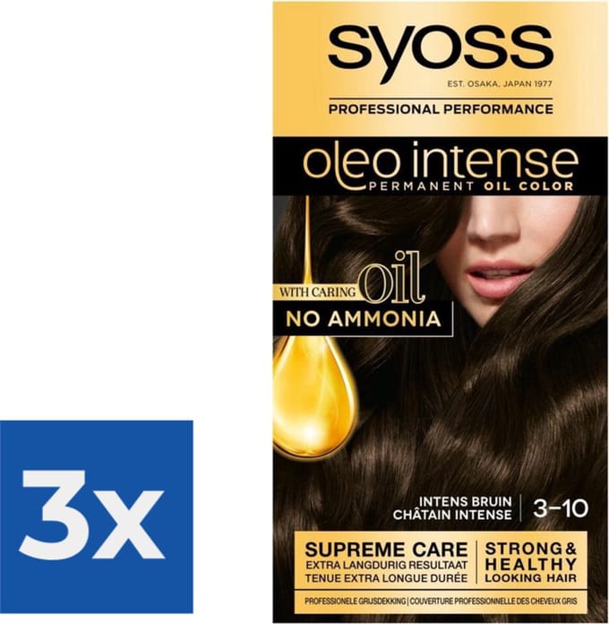Syoss Oleo Intense - Haarverf - 3-10 - Intens Bruin - 115ml x 3