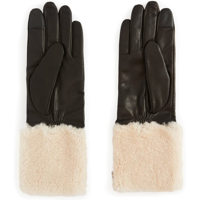 AllSaints Sasha Shearling Glov Black/ecru White Größe: S | Handschuhe Outlet | Damen | Weiß