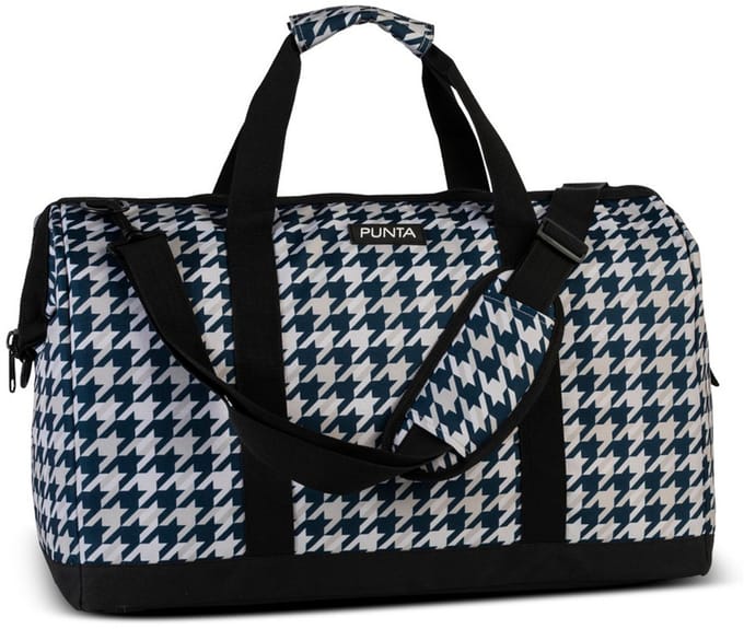 Punta Reistas/Weekendtas Pied-de-poule Wit/Blauw