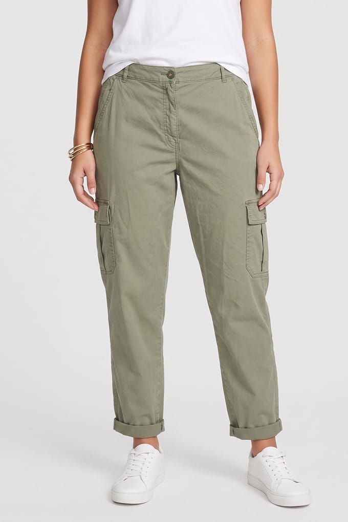 White Stuff Everleigh Cargo Trouser Mid Green Taglia: 22 | Pantaloni cargo Outlet | Donna | Verde