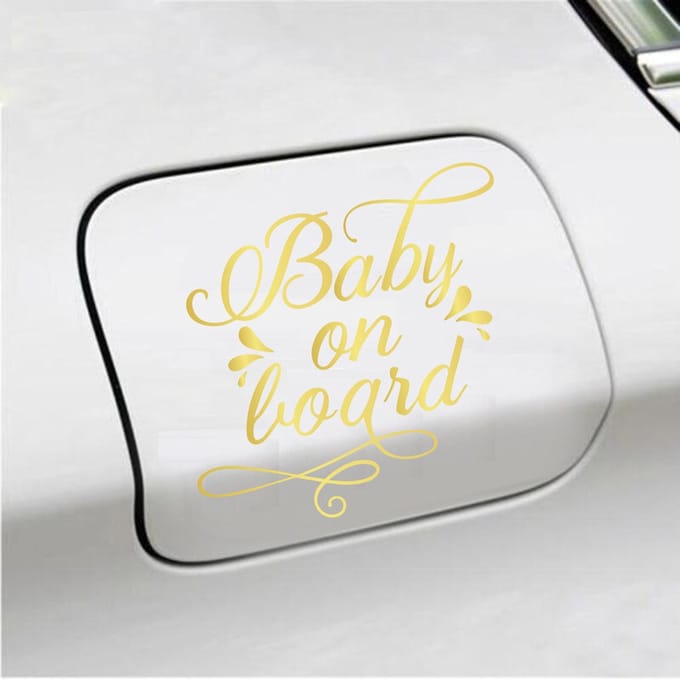 Bumpersticker - Baby On Board - 12,1 X 13,1 - Goud
