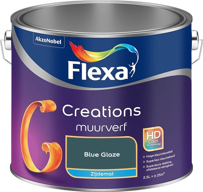 Flexa - Creations Muurverf Zijdemat - Blue Glaze - Mengverf - 2,5 L