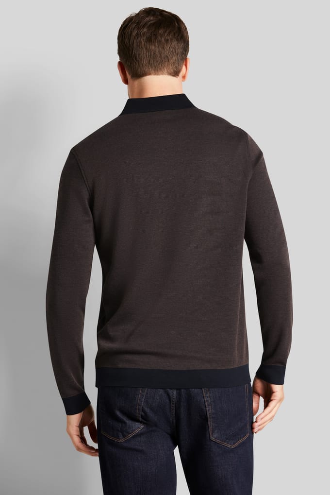 Bugatti Herren Polo met lange mouwen in 2-tone look