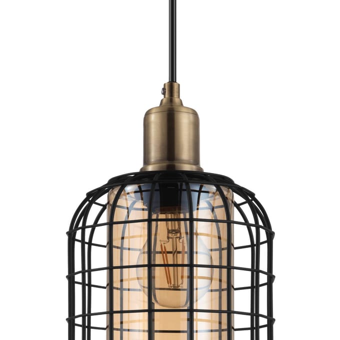 EGLO Chisle Hanglamp - E27 - 130 cm - Zwart/Gebronsd/Amber
