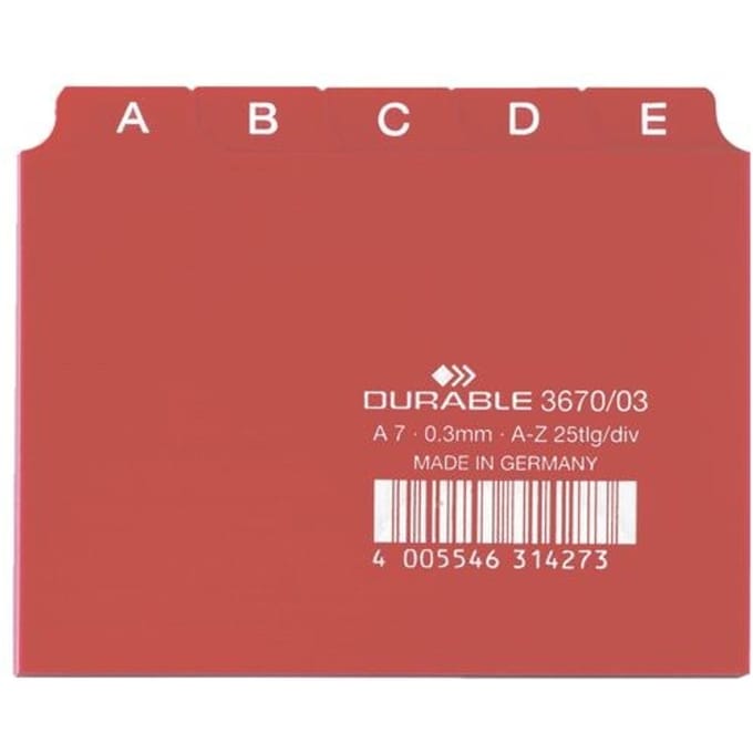 367003 - Alphabetic tab index - PVC - Red - A7 - 0.3 mm - 105 mm