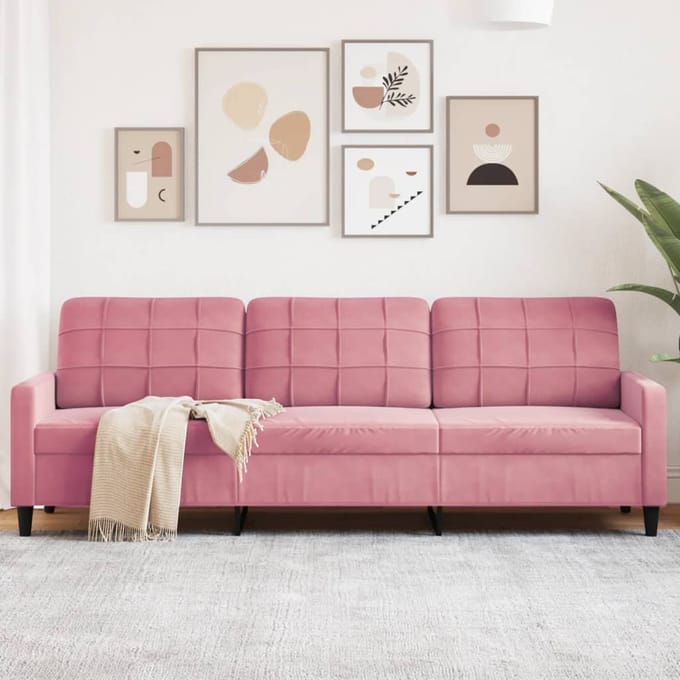 vidaXL - Driezitsbank - 210 - cm - fluweel - roze