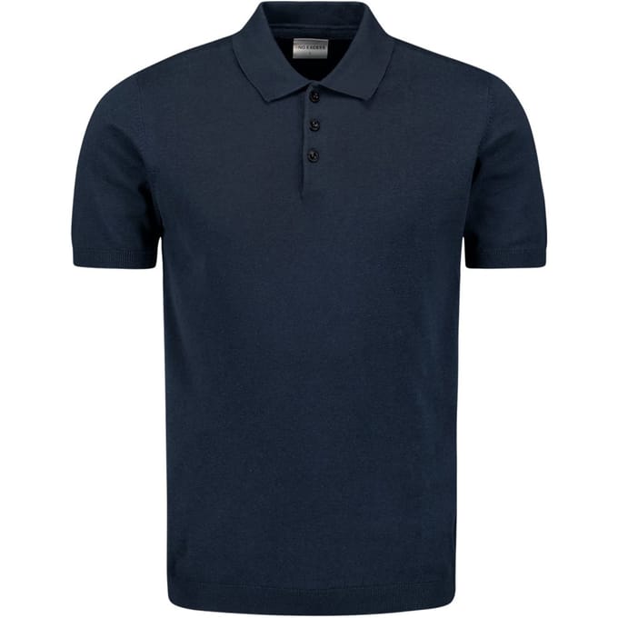 No Excess Pullover Short Sleeve Polo Button Solid Deep Blue Größe: XXL | Poloshirts Outlet | Herren | Blau