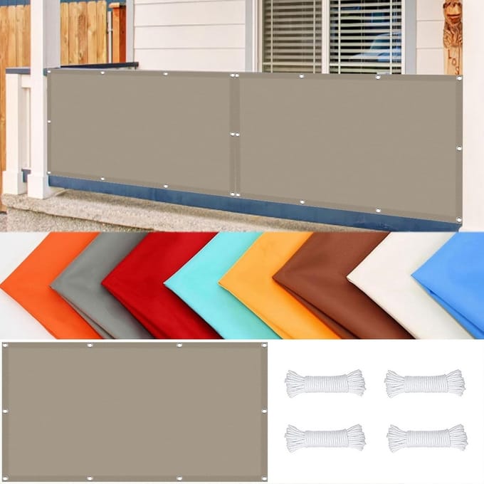 Waterdicht Balkon Privacy Scherm Taupe 90x1000 cm - Anti-Gluren Hek Windschermnet