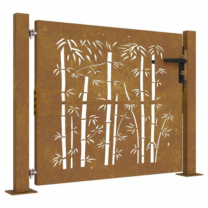 vidaXL - Poort - 100x75 - cm - bamboe-ontwerp - cortenstaal