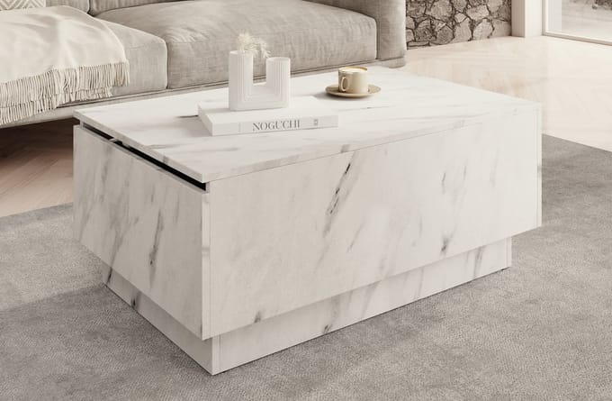 Meubella - Salontafel Micha - Wit marmerlook - 90 cm