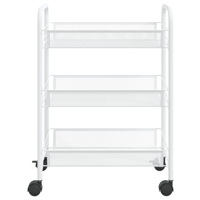 vidaXL - Keukentrolley - 3-laags - 46x26x54 - cm - ijzer - wit