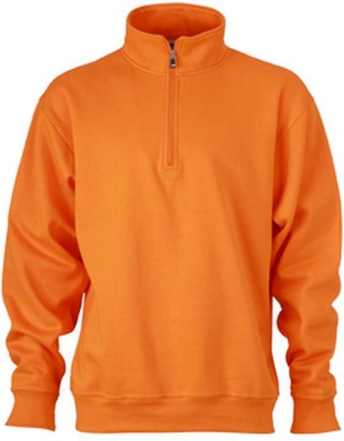 James and Nicholson Uniseks werkkleding Half Ritssweatshirt (Oranje)