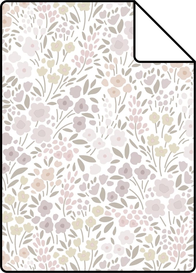 Proefstaal ESTAhome behang bloemetjes lila roze - 26.5 x 21 cm - 139531-S