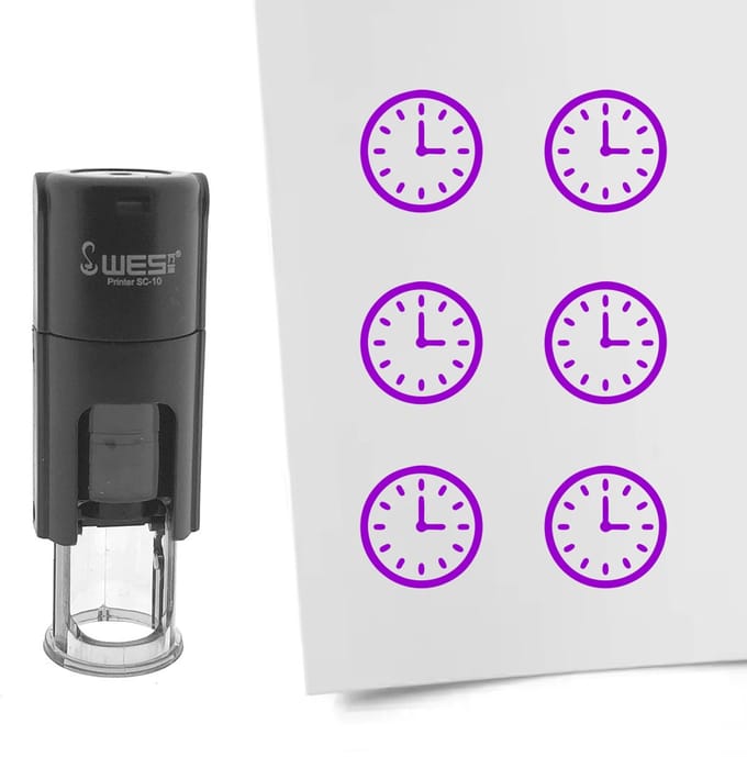 CombiCraft Stempel klok 10mm rond paarse inkt - per 1 stuk