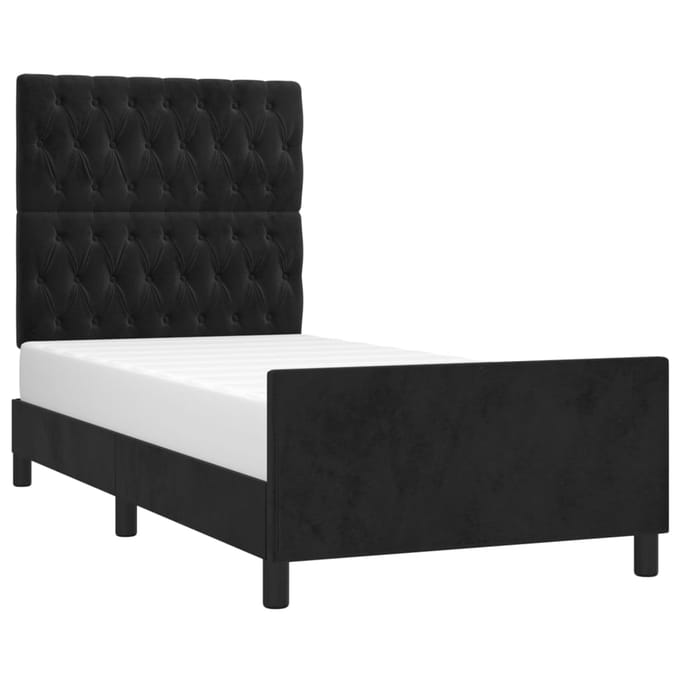 vidaXL - Bedframe - zonder - matras - 100x200 - cm - fluweel - zwart