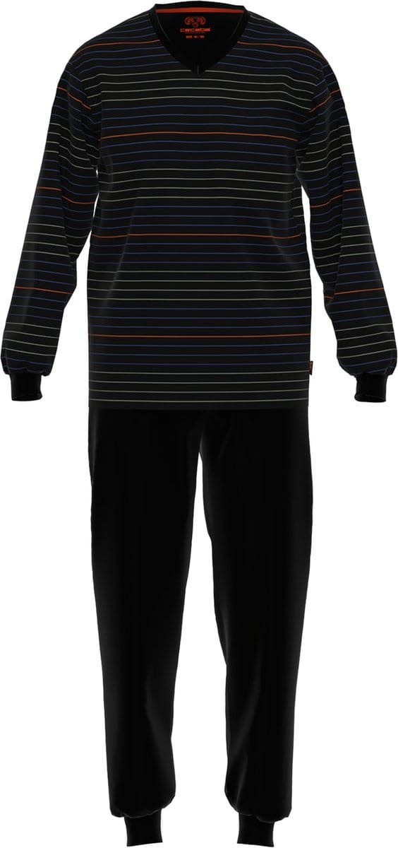 CECEBA Pure Cotton - heren pyjama met gestreepte top - zwart - Maat 6XL