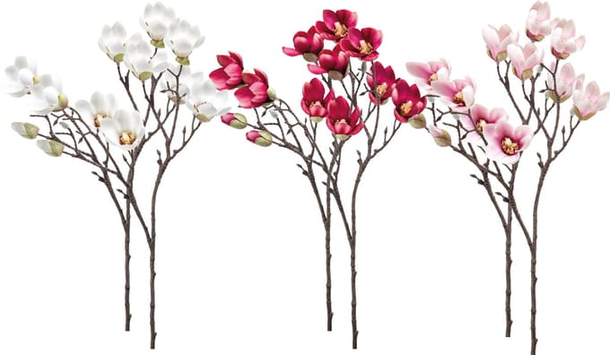 Emerald - Kunstbloem Magnolia mini 65cm - Set van 6 - Kunstplant voor binnen