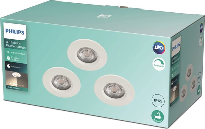 Philips Dive badkamerinbouwspot - 3-lichts - wit