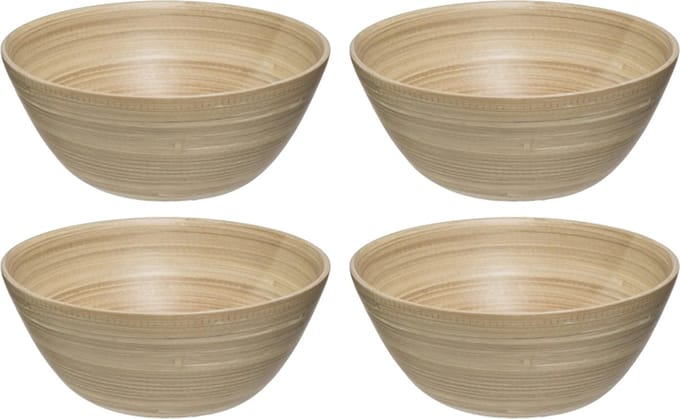 Secret de Gourmet - 10x - Slakom/serveer schaaltjes - bamboe - beige- D17 cm