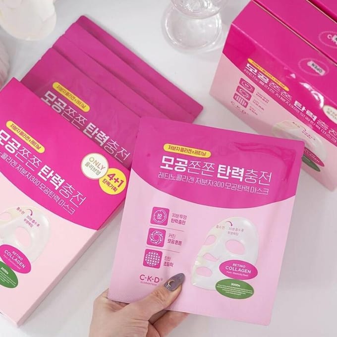 [CKD] Feuille de masque de resserrement des pores à petite molécule de collagène rétino 300 31g * 5EA pink