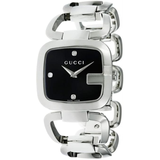 Gucci YA125406 G-Timeless Diamonds Zwart Dameshorloge