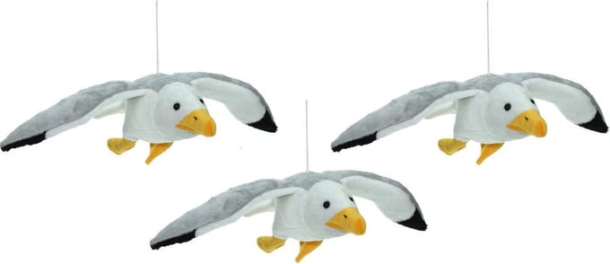 Cornelissen Zeemeeuw Knuffel - Set van 3x stuks - grijs/wit - 31 cm - pluche vogels knuffeldier