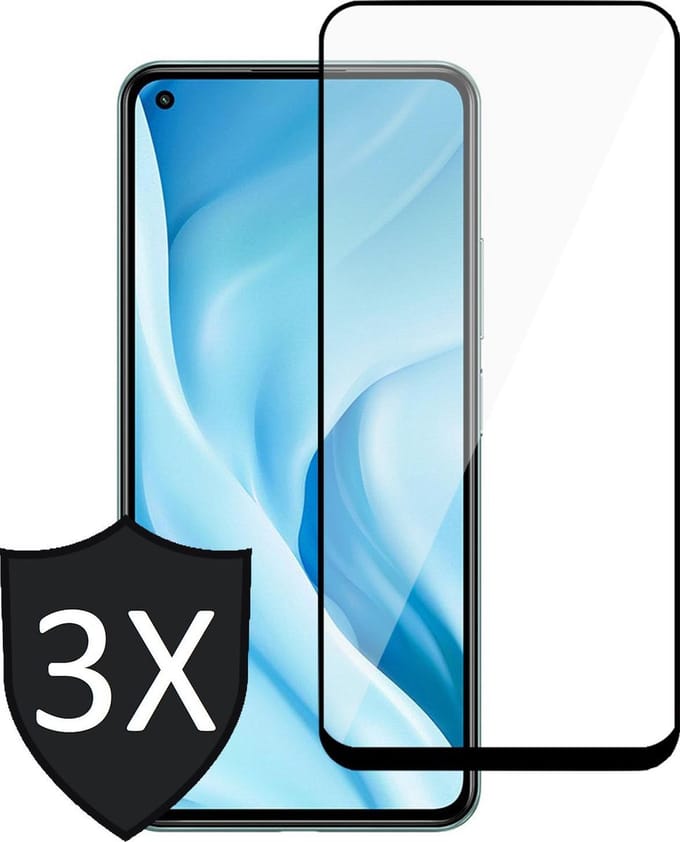 Screenprotector geschikt voor Xiaomi Mi 11 Lite - Full Screen Protector - 3 Stuks