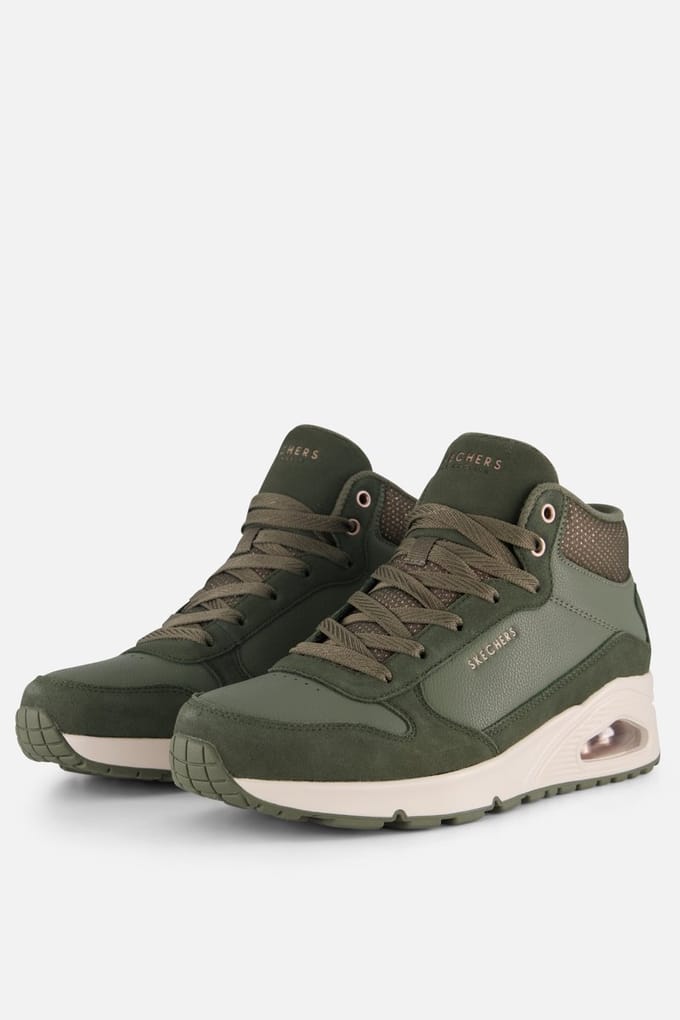 Skechers Skechers Uno Stacre Shine Veterboots groen Suede