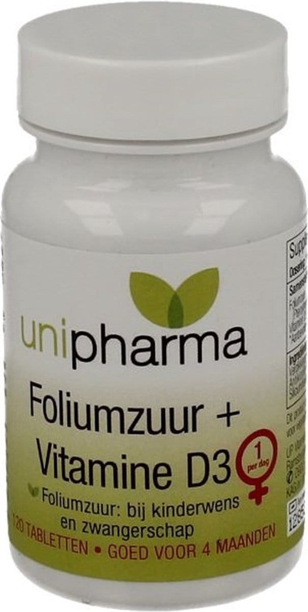 Unipharma Foliumzuur + Vitamine D3 Tabletten 120st