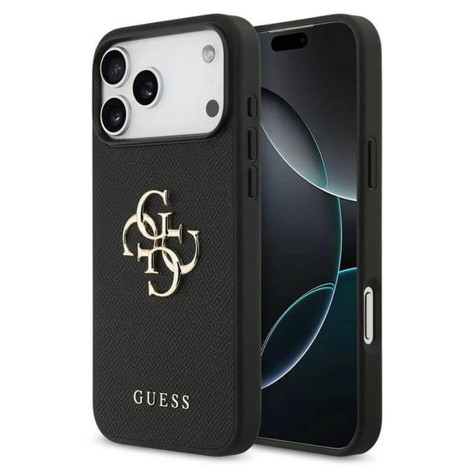 Guess Back Cover voor iPhone 17 Pro Max - Zwart - Schokabsorberend - Antislip Textuur