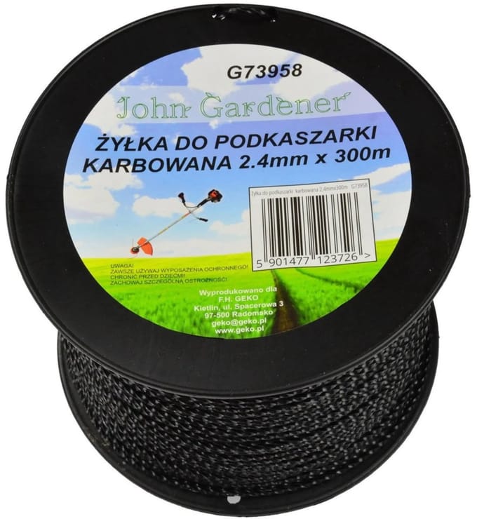 John Gardener Nylon maaidraad - geribbeld - 2,4 mm - 300 m - hoge slijtvastheid