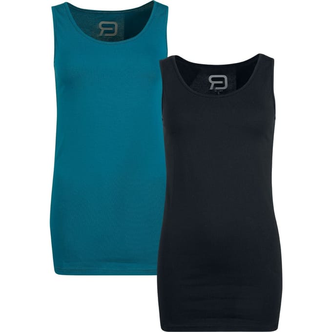 R.E.D. Rock-Engineered Design Zwarte/benzine top in een dubbele verpakking - Dames - L