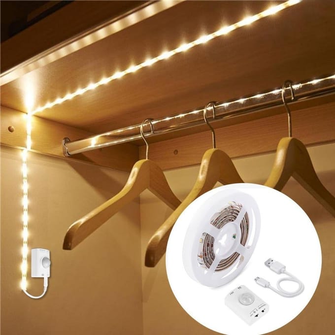 LED Strip - Bewegingslamp - Nachtelijke Verlichting - Met Bewegingssensor - 1 Meter - Warm Wit