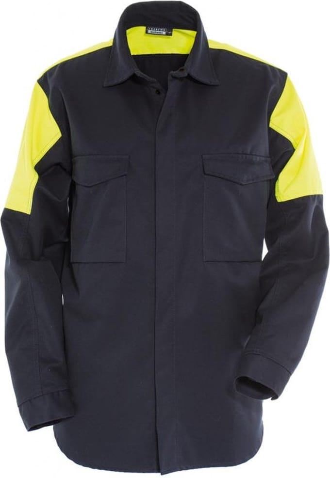 OVERHEMD TRANEMO Brandvertragend 5774-86 GEEL/ MARINE OUTBACK MAAT S