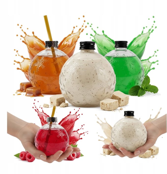 Bimberek - Decoratieve Fles - 400ml - Kerstontwerp - Inclusief Rietje