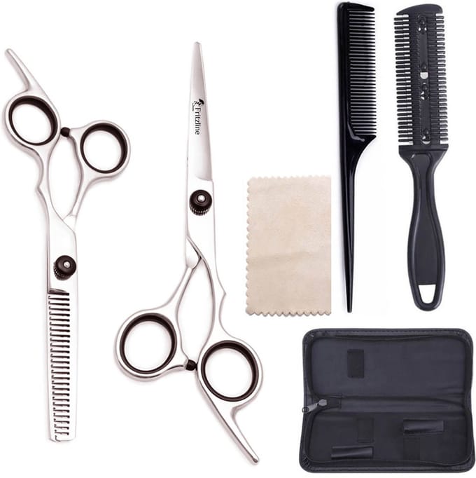 Fritzline Kappersset - Kappersschaar - Uitdunschaar - Uitdunkam - Kapperskam - Kapper Schaar - Rechtshandig - Kappers - barber set - haar knippen - knipschaar - snor schaar