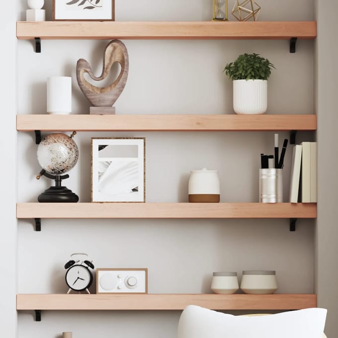 vidaXL - Wandschap - 80x10x6 - cm - onbehandeld - massief - eikenhout