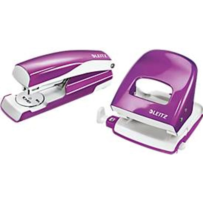 LEITZ® perforator + tafelnietmachine Wow SET, metallic-violet
