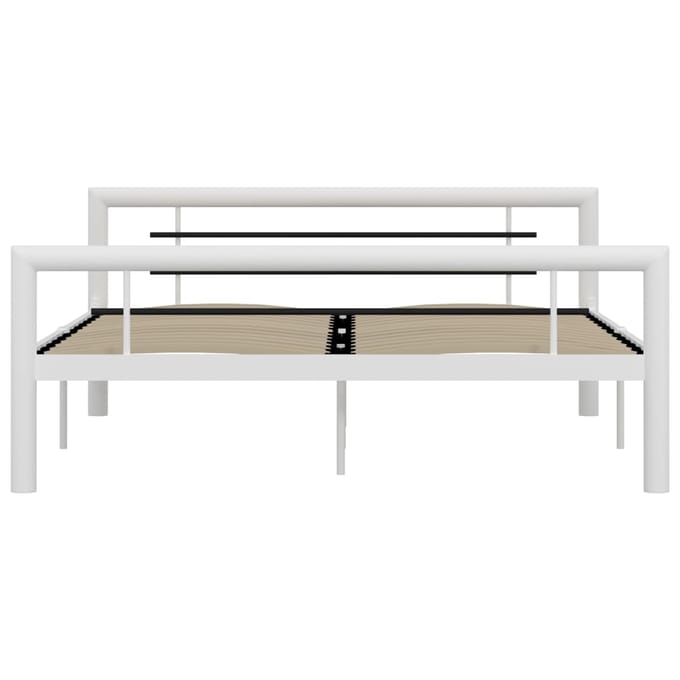 vidaXL - Bedframe - metaal - wit - en - zwart - 160x200 - cm
