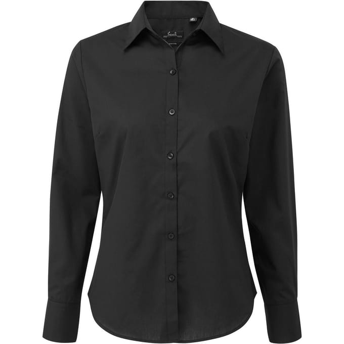 Premier Dames/Dames Shirt Met Lange Mouwen (Zwart)
