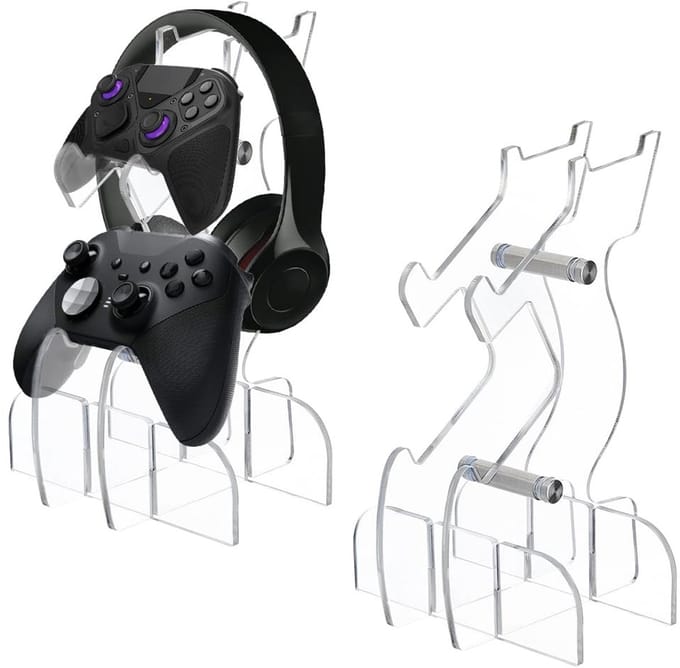 Dailygoods- Controller Houder - Acryl Display Standaard - Gaming Headset Houder - Creatief Cadeau - 2 Stuks - Helder 23,2 cm Hoog - Gamecontrollerstandaard