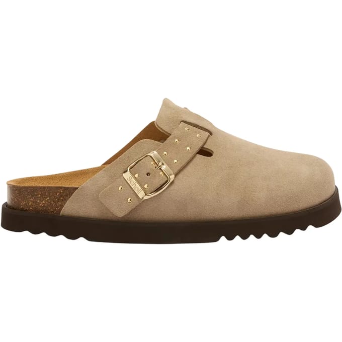 Scholl Klomp Benny Suède Vrouwen - Maat 38 Donkerbeige