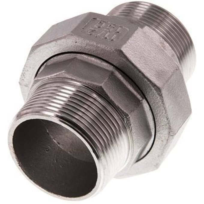 Rechte Aansluiting R1 1/2'' RVS met Vlakke Afdichting PTFE 16bar