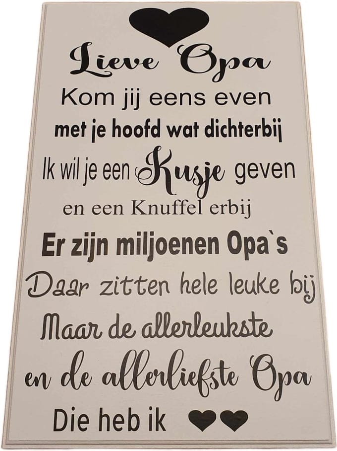 Tekstbord - spreukenbord - lieve opa - allerliefste - wall art