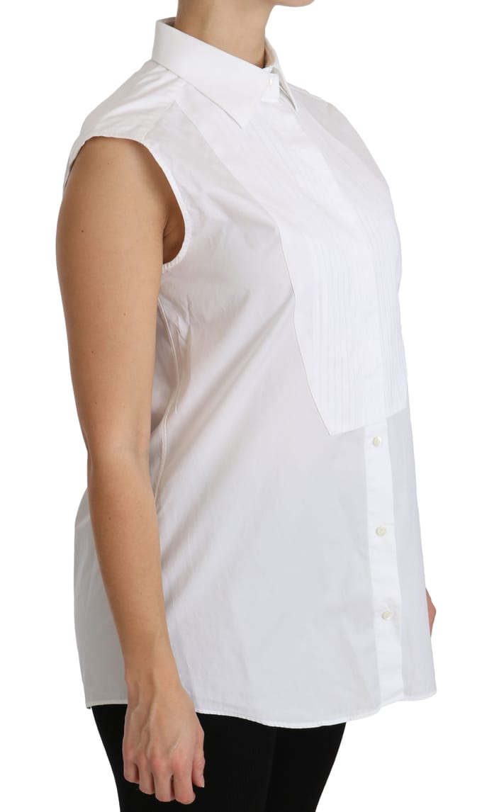 Dolce & Gabbana Witte Kraag Mouwloos Polo Shirt Top