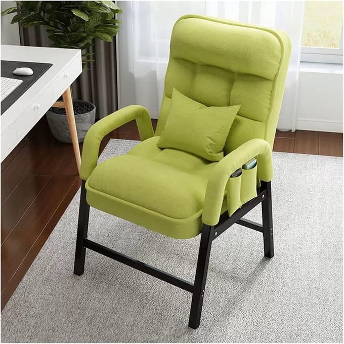 Accentstoel Fluweel - Fauteuil Lendensteun - Ontspannen Zitten - Stalen Frame - Groen