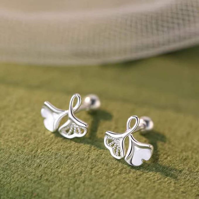Gading® dames oorknoppen met Ginkgo-10mm-7mm-zilver 925